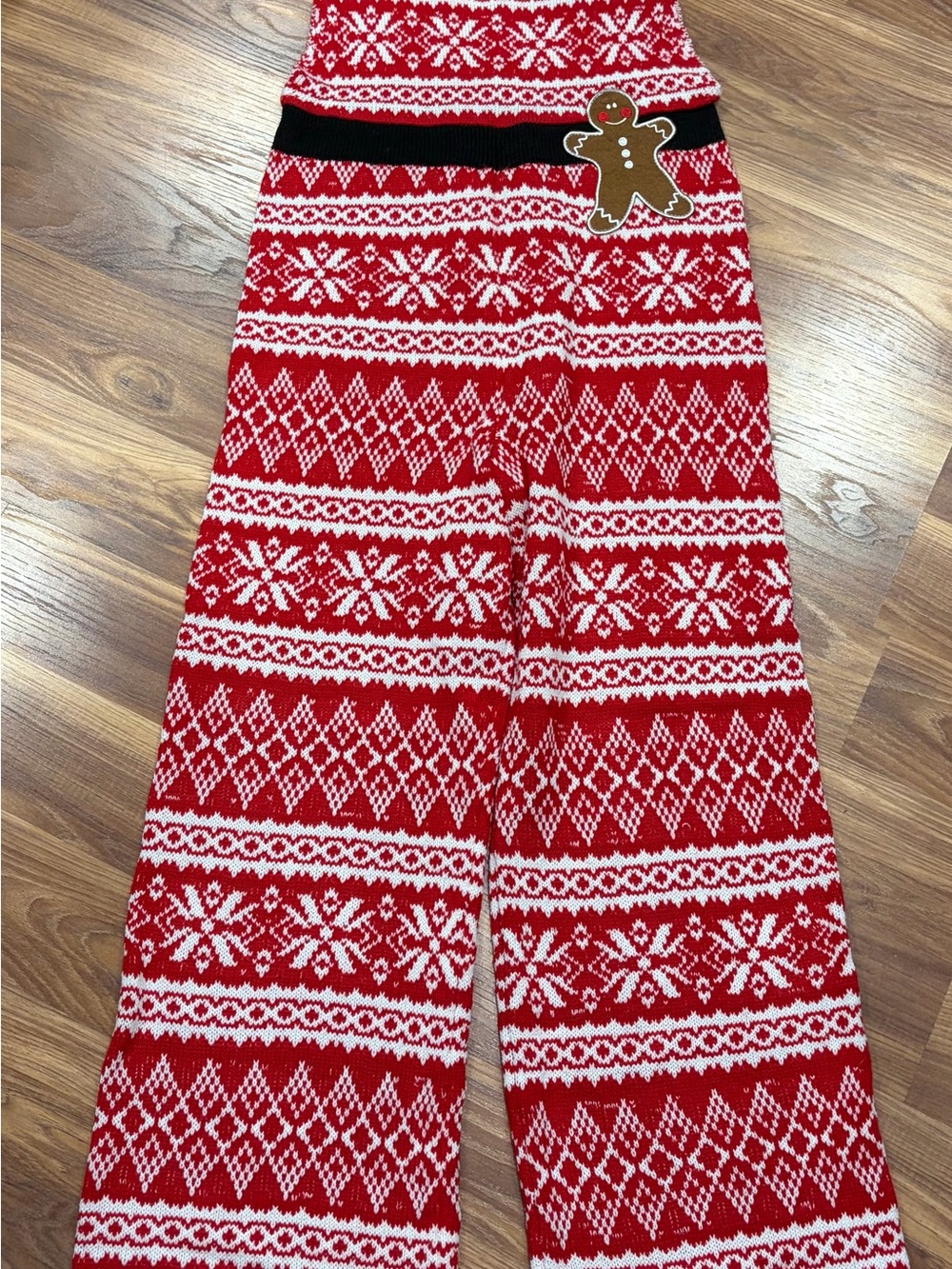 Women’s Red & White Fair Isle Knit Holiday Jumpsuit